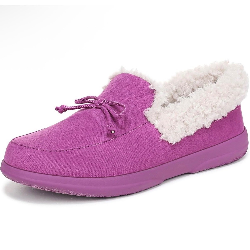 Vionic Lynez Women 7.5 Purple Claribel Faux Shearling Orthopedic Slippers New